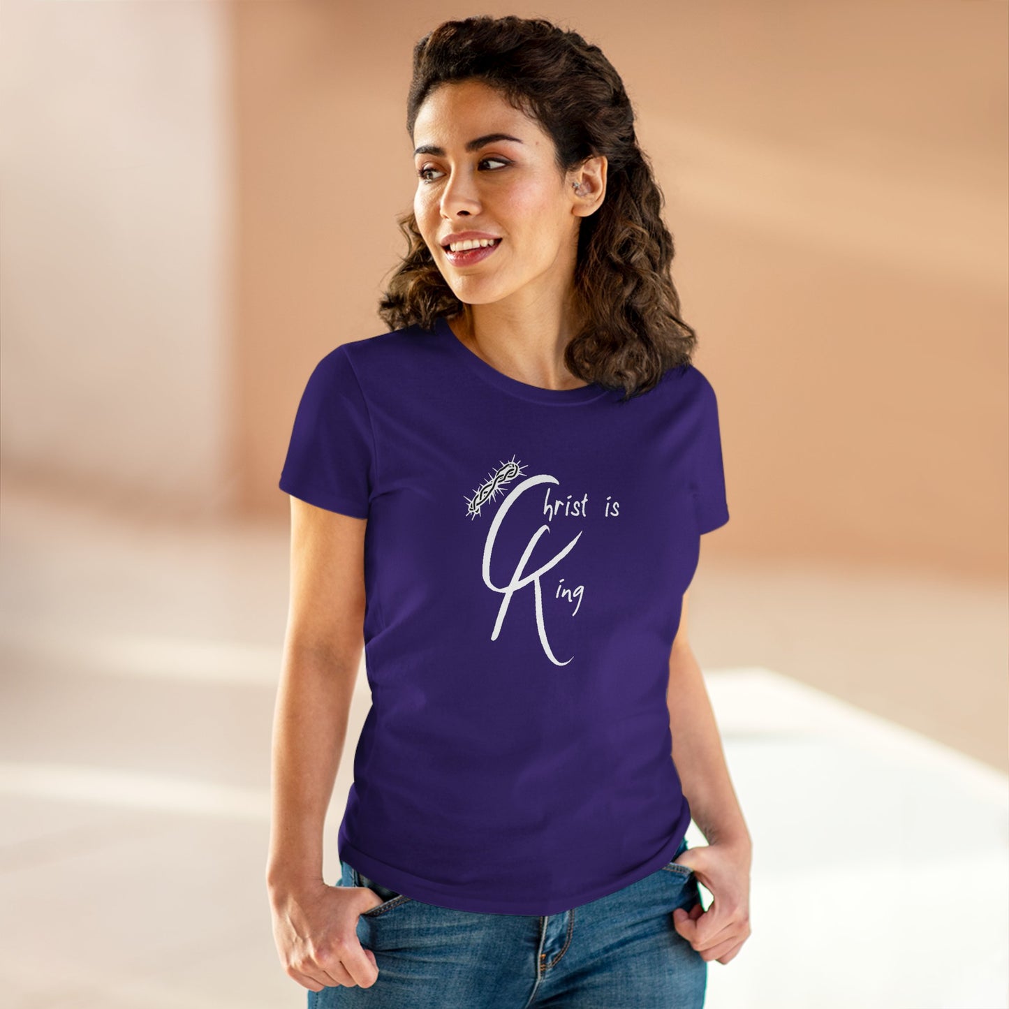 Women's Cotton Tee - "Christ is King"