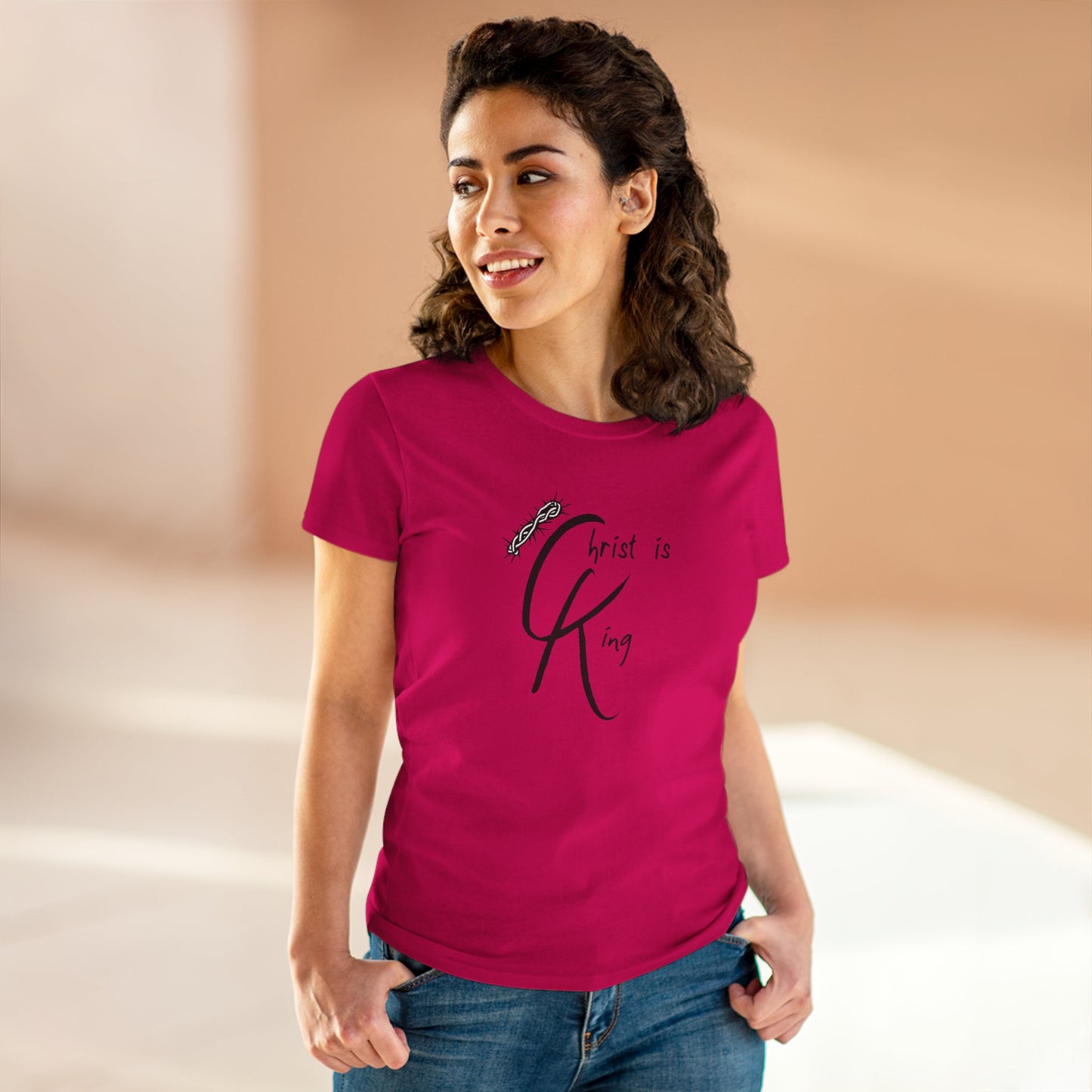 Women's Cotton Tee - "Christ is King"