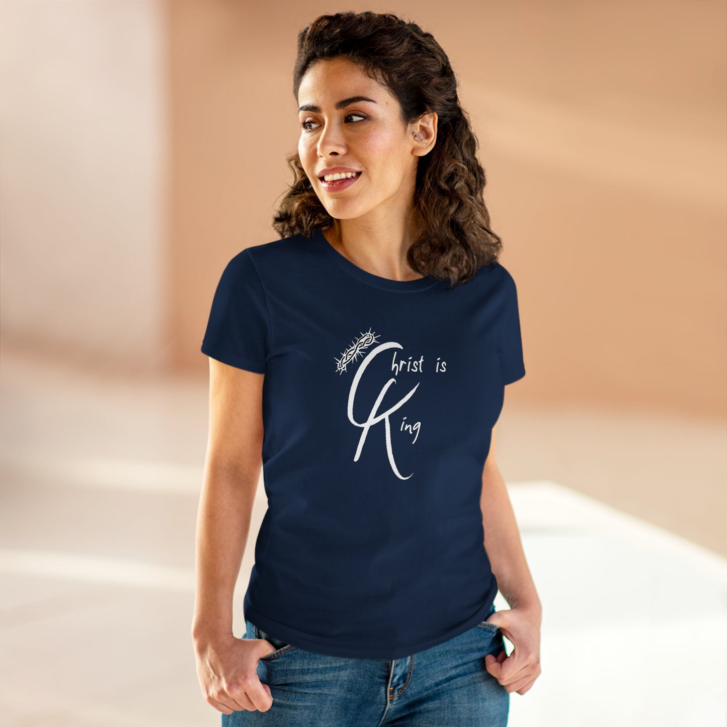 Women's Cotton Tee - "Christ is King"
