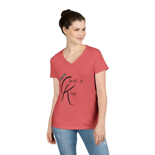 Women's V-Neck T-Shirt - "Christ is King"