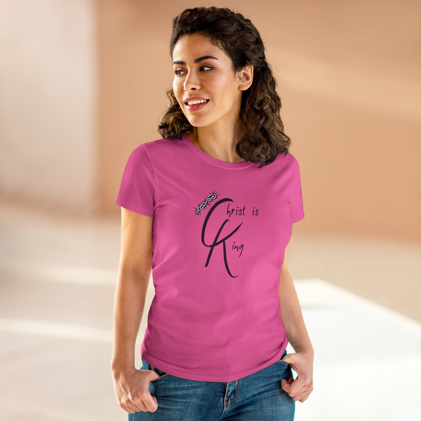 Women's Cotton Tee - "Christ is King"