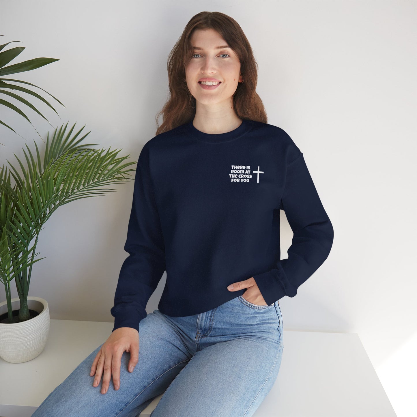 Unisex Crewneck Sweatshirt - Small Design - "There is room at the cross for you"