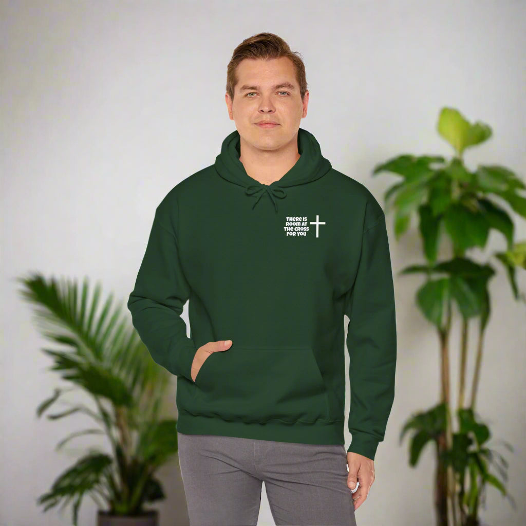 Unisex Hooded Sweatshirt - Small Design - "There is room at the cross for you"