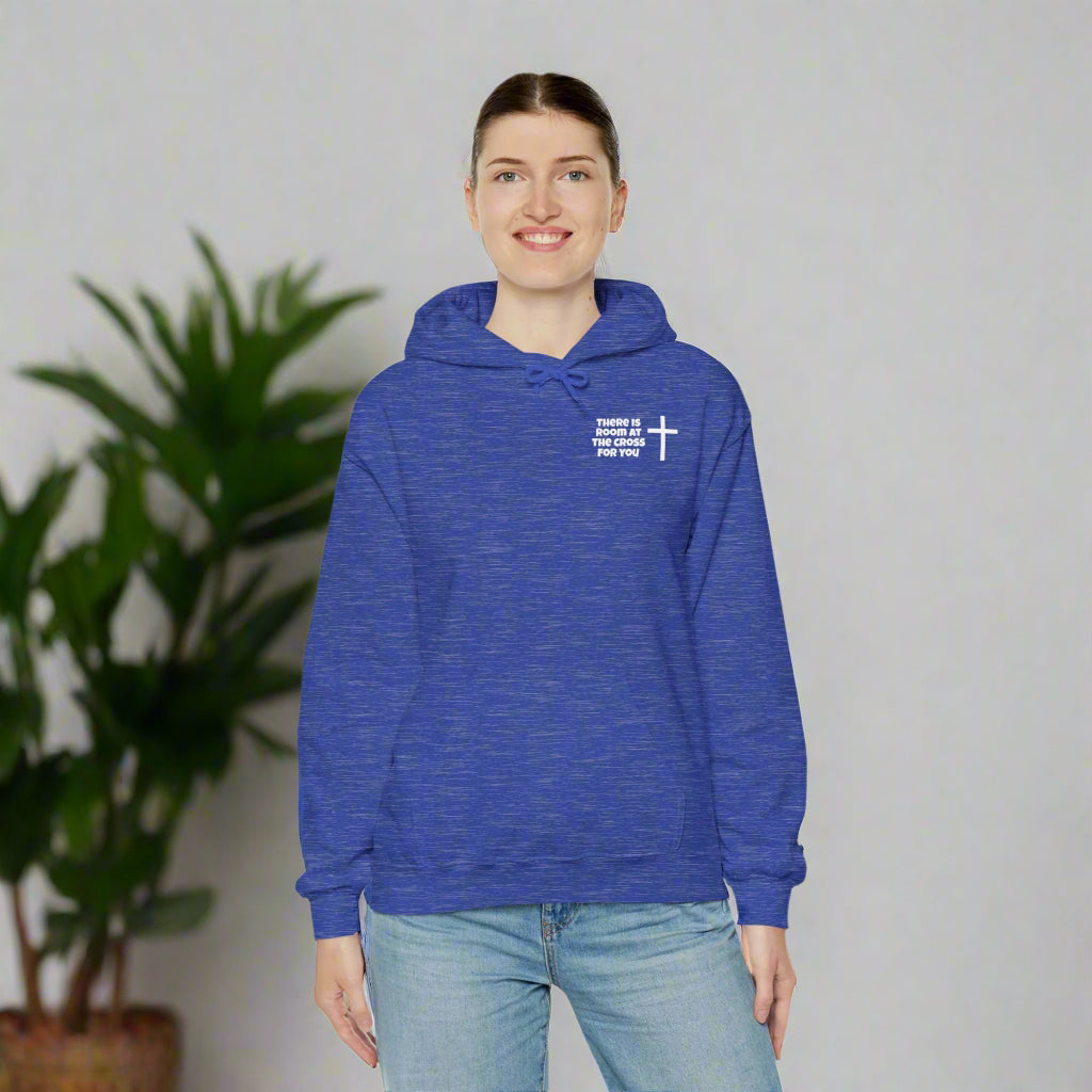 Unisex Hooded Sweatshirt - Small Design - "There is room at the cross for you"