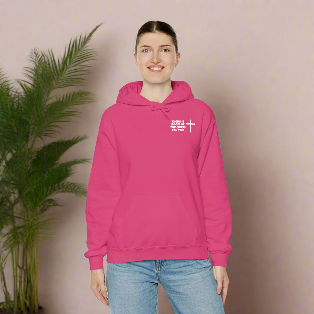 Unisex Hooded Sweatshirt - Small Design - "There is room at the cross for you"