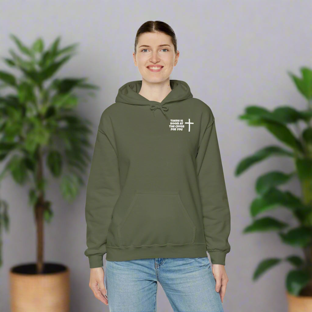 Unisex Hooded Sweatshirt - Small Design - "There is room at the cross for you"