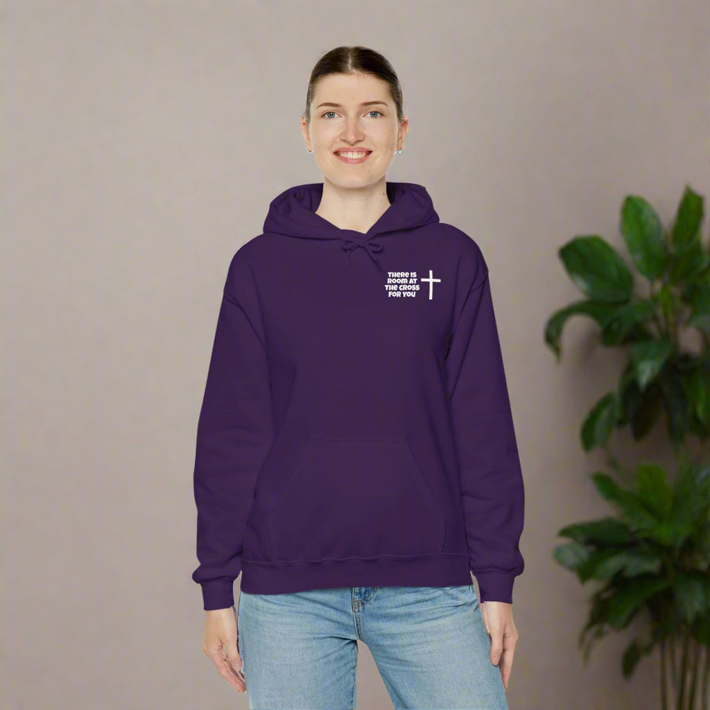 Unisex Hooded Sweatshirt - Small Design - "There is room at the cross for you"