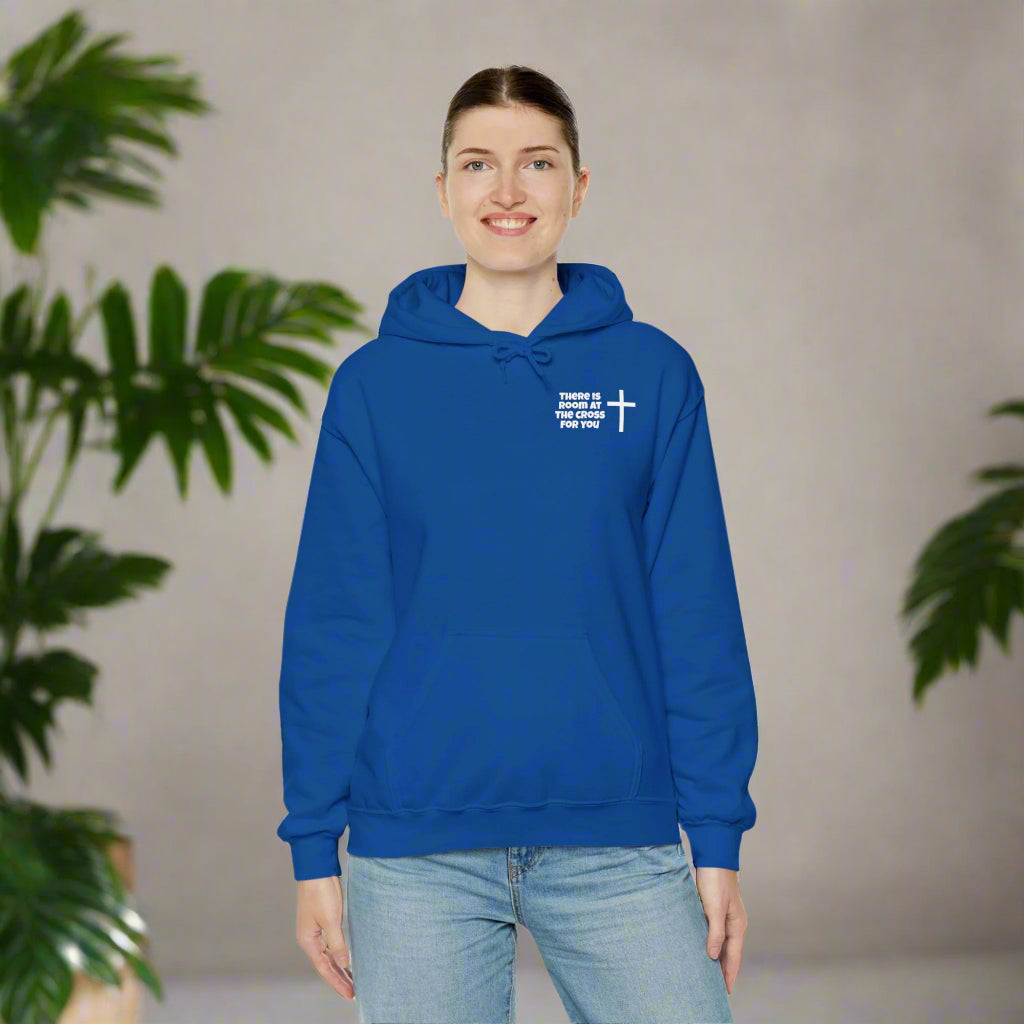 Unisex Hooded Sweatshirt - Small Design - "There is room at the cross for you"