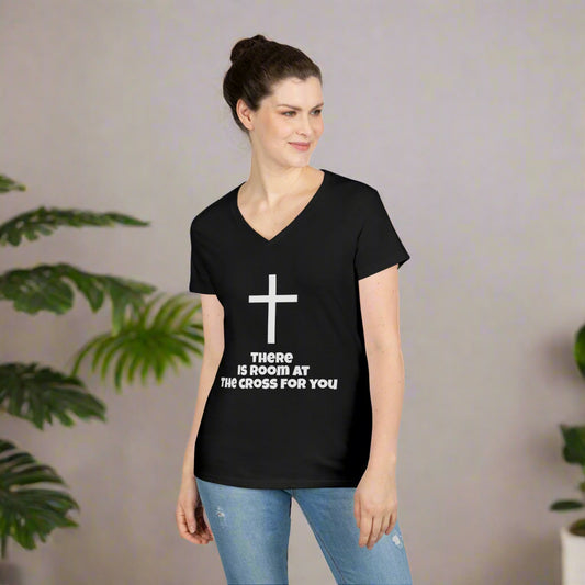 Women's V-Neck T-Shirt - "There is Room at the Cross for You"
