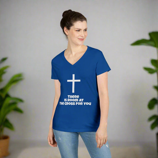 Women's V-Neck T-Shirt - "There is Room at the Cross for You"
